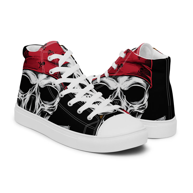 Red Skull High Top #160 - Top Down View | HA!LO Canvas Sneakers