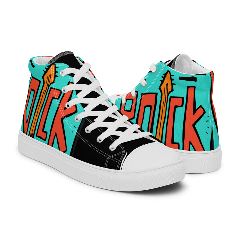Rock Teal High Top #61 - Top Down View | HA!LO Canvas Sneakers