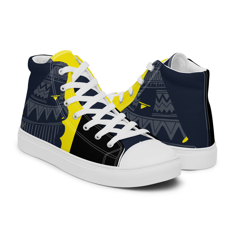 Tribal Navy High Top #73 - Top Down View | HA!LO Canvas Sneakers