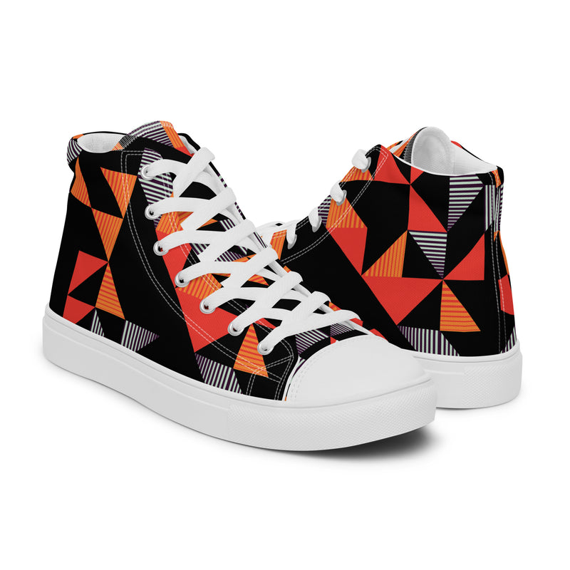 Red Triangle High Top #74 - Top Down View | HA!LO Canvas Sneakers