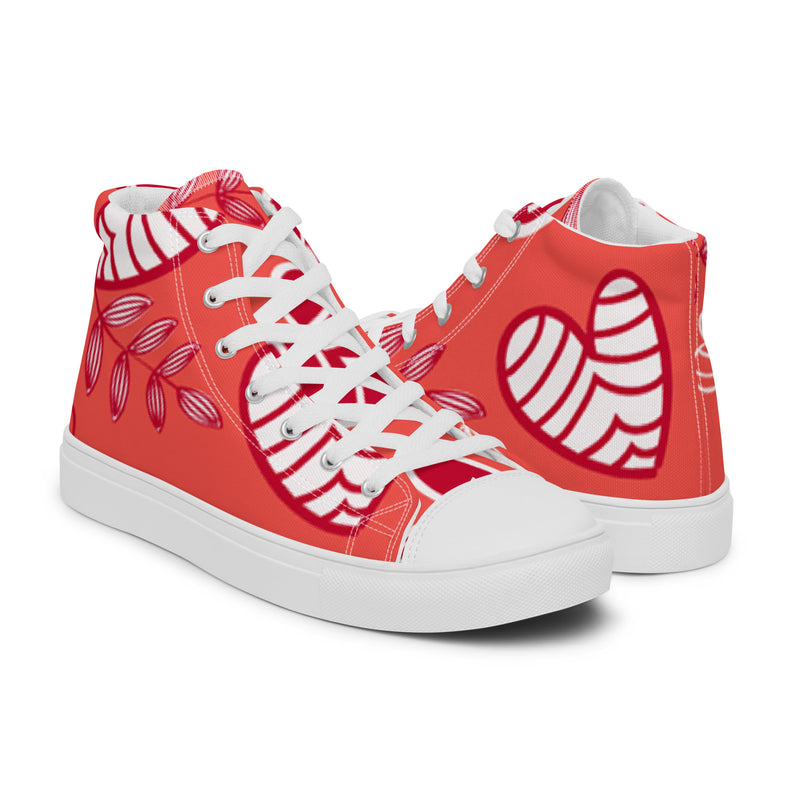 Coral Swirl High Top #83 - Top Down View | HA!LO Canvas Sneakers