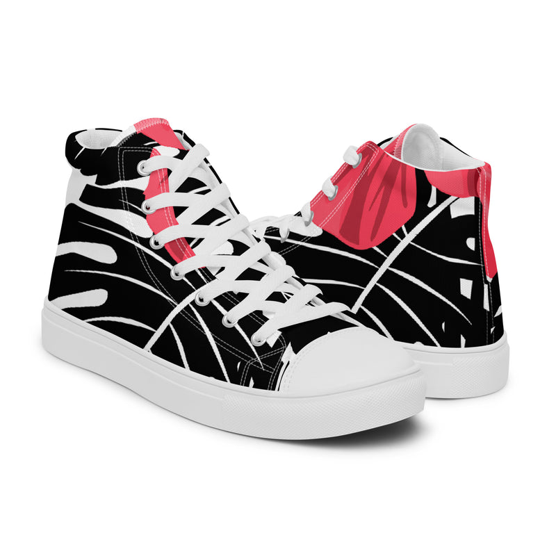Pink Abstract High Top #85 - Top Down View | HA!LO Canvas Sneakers