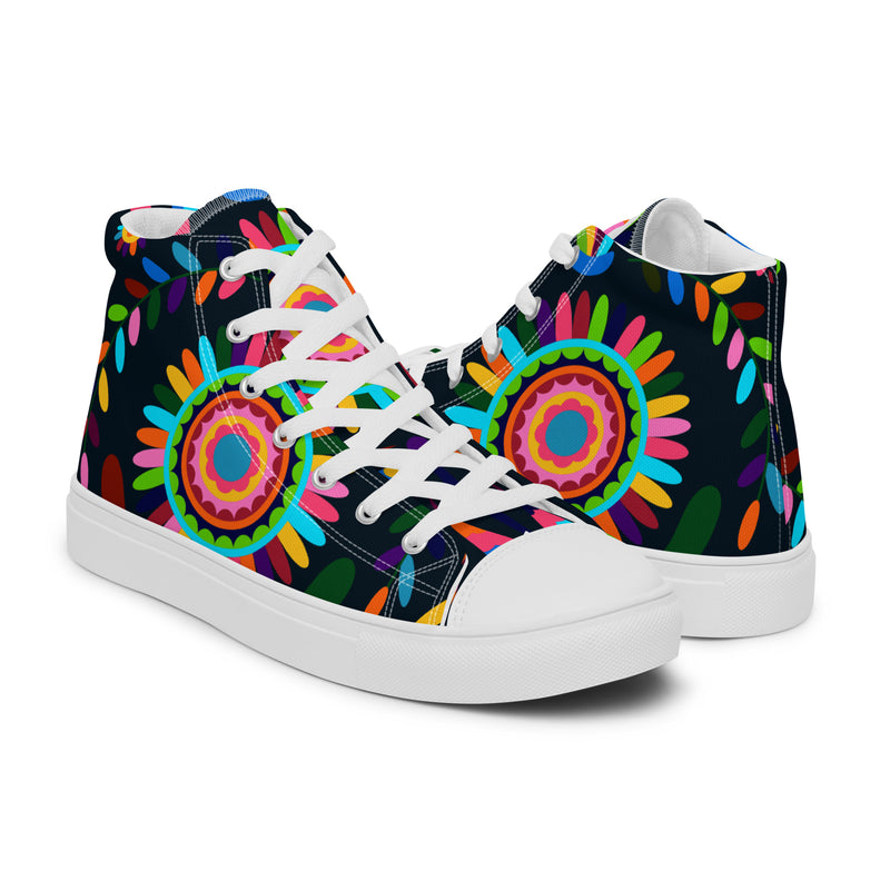 Neon Mandala High Top #92 - Top Down View | HA!LO Canvas Sneakers
