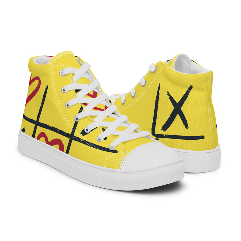 Yellow Heart High Top #112 - Top Down View | HA!LO Canvas Sneakers