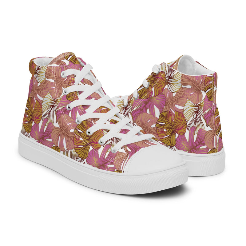 Tropical Flower High Top #117 - Top Down View | HA!LO Canvas Sneakers