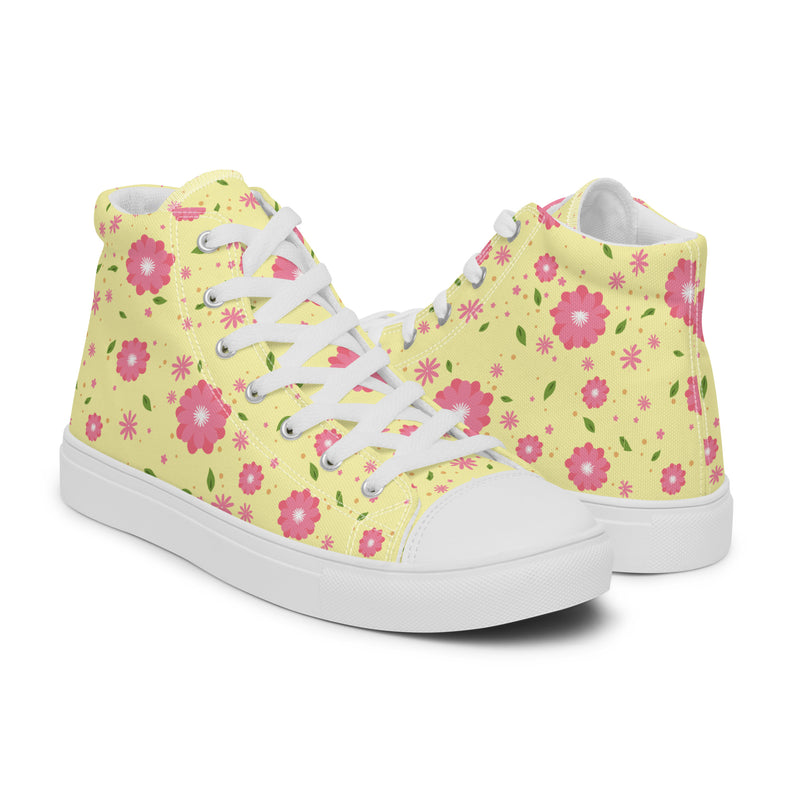 Yellow Blossom High Top #125 - Top Down View | HA!LO Canvas Sneakers