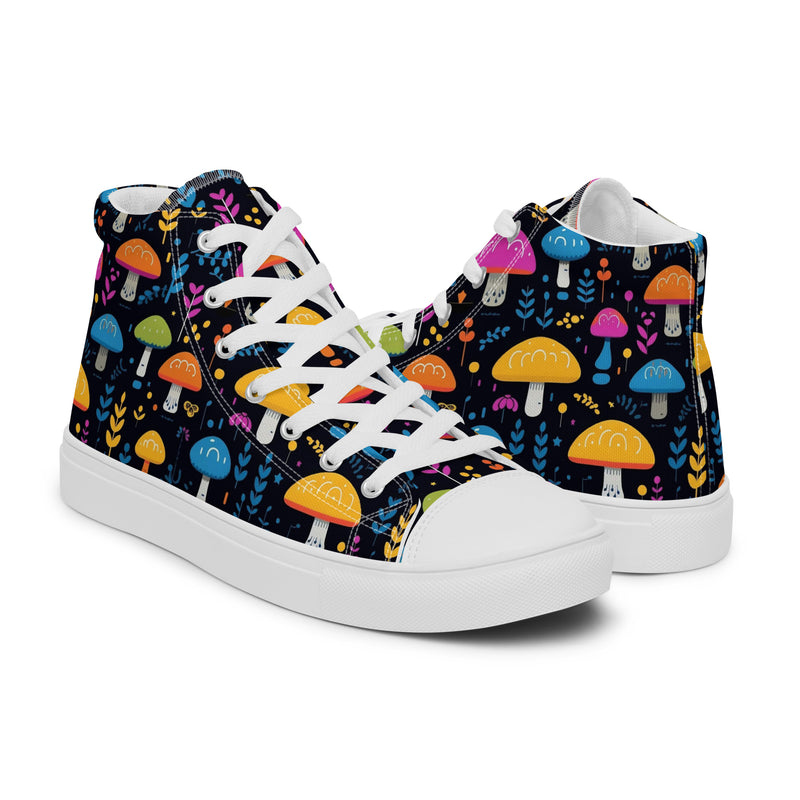 Mushroom Night High Top #146 - Top Down View | HA!LO Canvas Sneakers