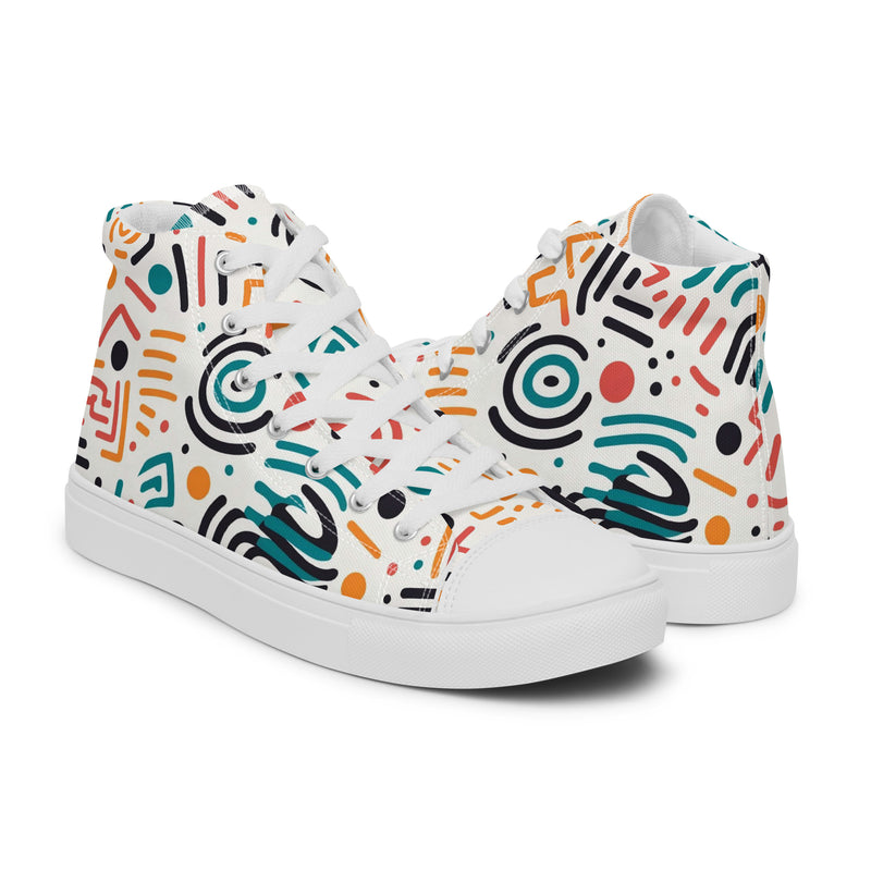 Geo Mix High Top #150 - Top Down View | HA!LO Canvas Sneakers