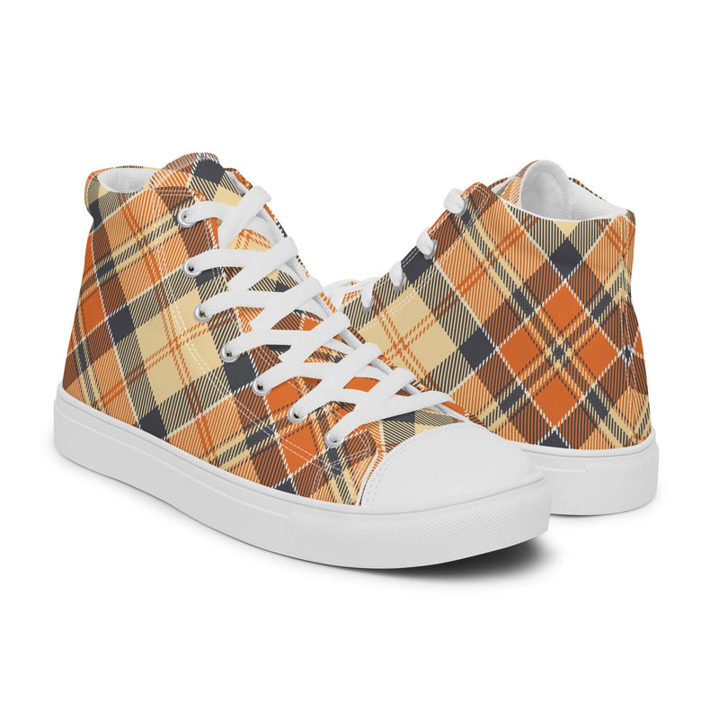 Orange Plaid Dad High Top #166 - Top Down View | HA!LO Canvas Sneakers