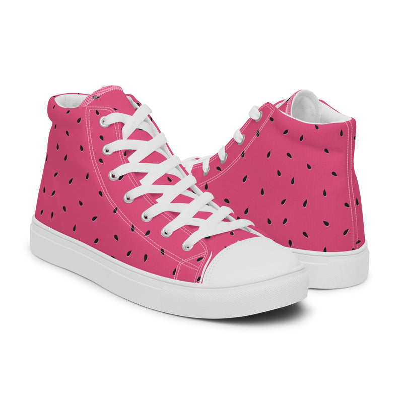 Watermelon Pink High Top #185 - Top Down View | HA!LO Canvas Sneakers