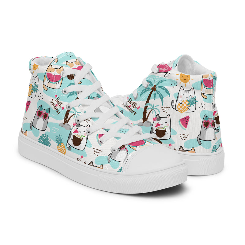 Summer Drinks High Top #186 - Top Down View | HA!LO Canvas Sneakers