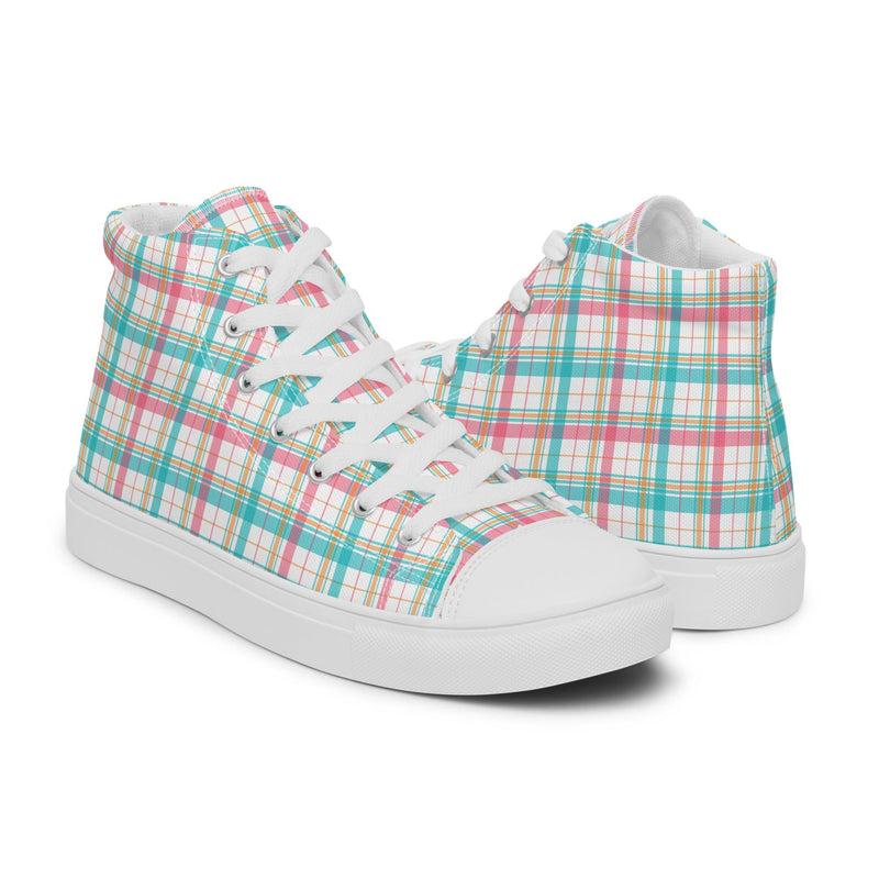 Mint Plaid High Top #199 - Top Down View | HA!LO Canvas Sneakers