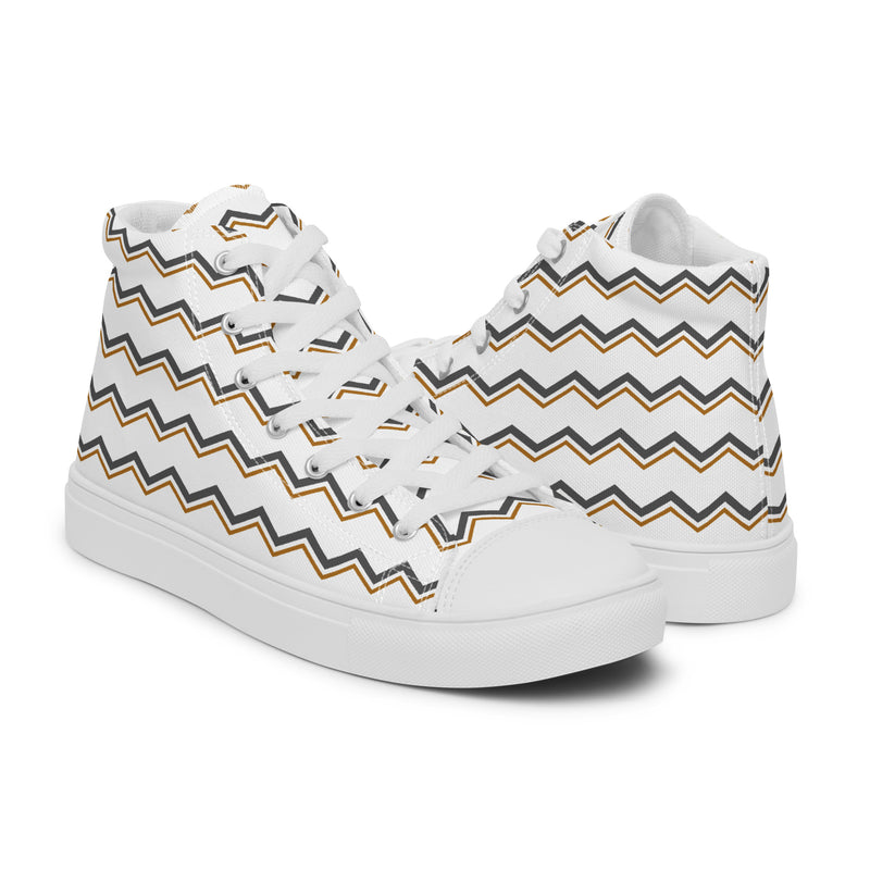 Tan Chevron High Top #208 - Top Down View | HA!LO Canvas Sneakers