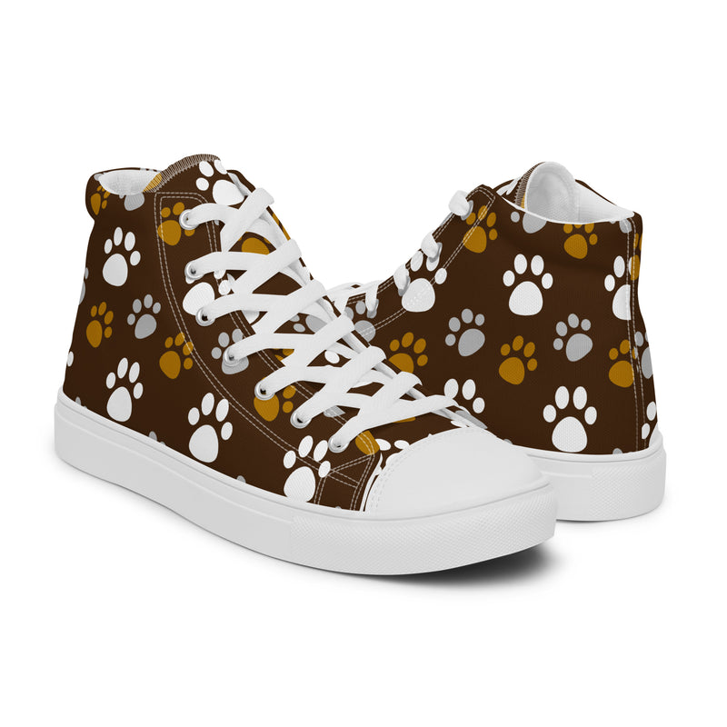 Brown Paw High Top #209 - Top Down View | HA!LO Canvas Sneakers