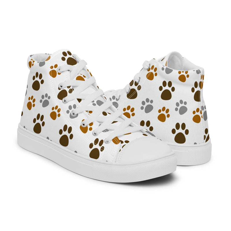 Paw Print Brown High Top #210 - Top Down View | HA!LO Canvas Sneakers