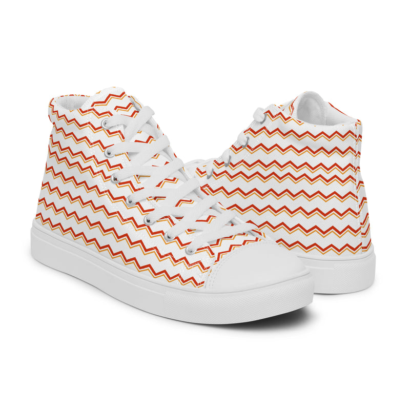 Peach Chevron High Top #215 - Top Down View | HA!LO Canvas Sneakers