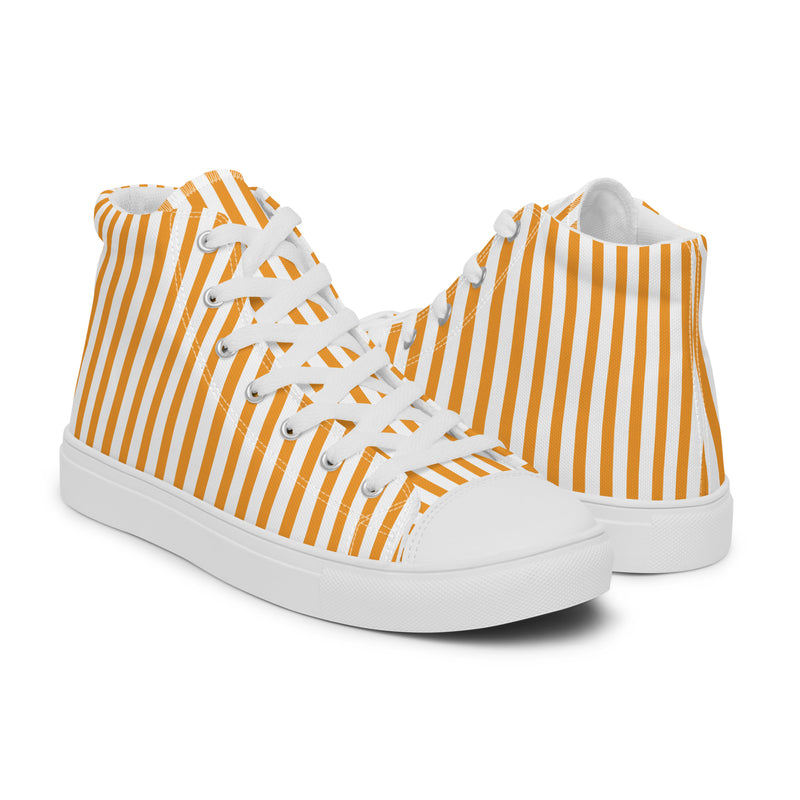 Orange Pinstripe High Top #226 - Top Down View | HA!LO Canvas Sneakers