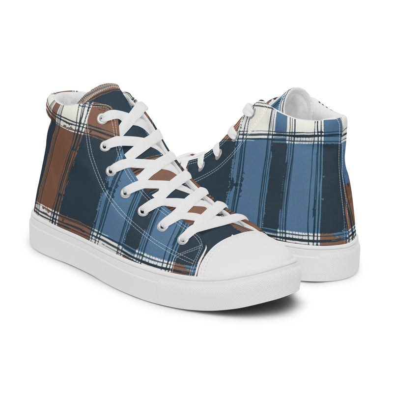 Navy Stripe High Top #232 - Top Down View | HA!LO Canvas Sneakers