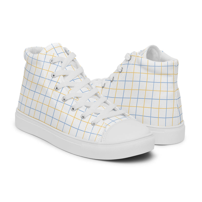 Pastel Plaid High Top #237 - Top Down View | HA!LO Canvas Sneakers