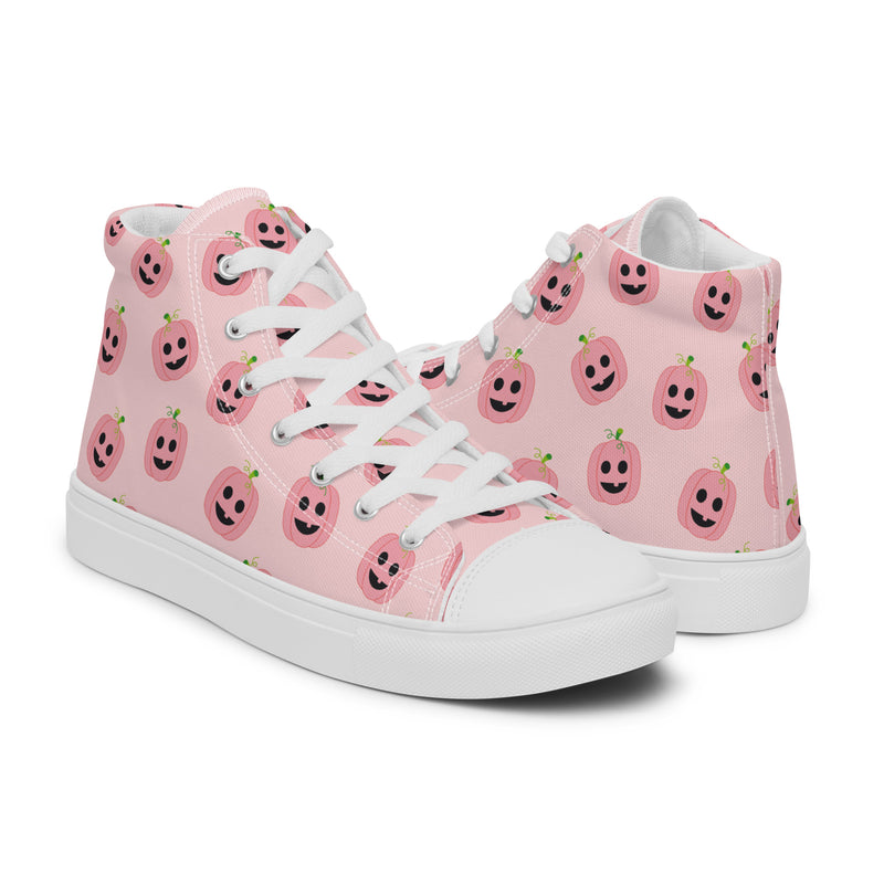 Pink Pumpkin High Top #259 - Top Down View | HA!LO Canvas Sneakers