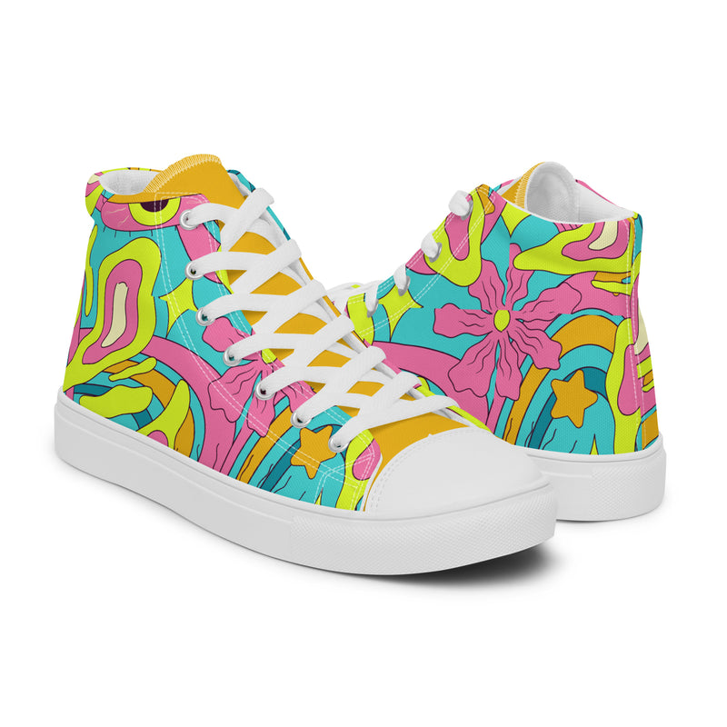 Psychedelic Swirl High Top #273 - Top Down View | HA!LO Canvas Sneakers