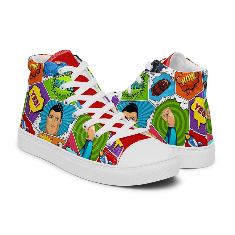 Cartoon Party High Top #276 - Top Down View | HA!LO Canvas Sneakers