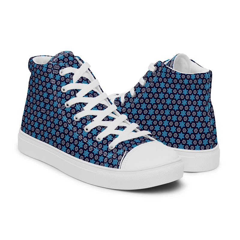Navy Geo High Top #298 - Top Down View | HA!LO Canvas Sneakers