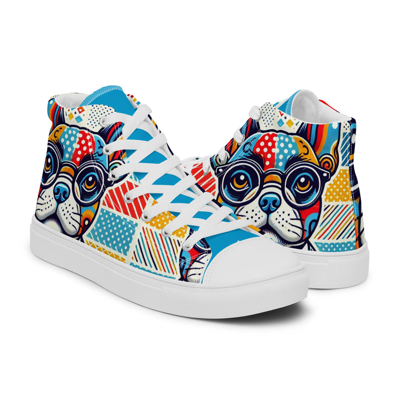 Pop Art Frenchie High Top #297 - Top Down View | HA!LO Canvas Sneakers