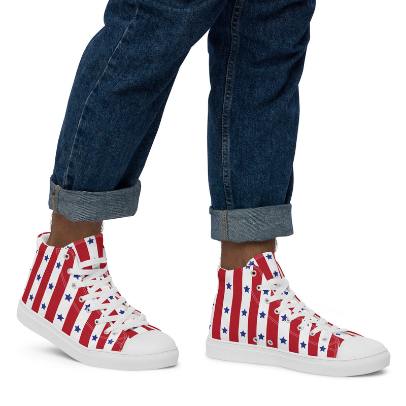 Red Stripe High Top #348 - Opposite Side | HA!LO Canvas Sneakers