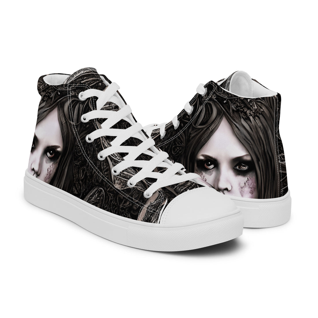 Men's Halloween Gothic Girl High Top Sneakers 322 - ShipSneakers.com