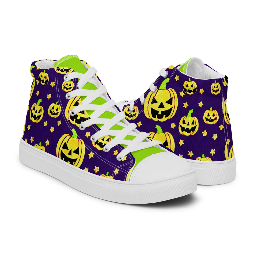Halloween Pumpkin High Top #323 - Top Down View | HA!LO Canvas Sneakers