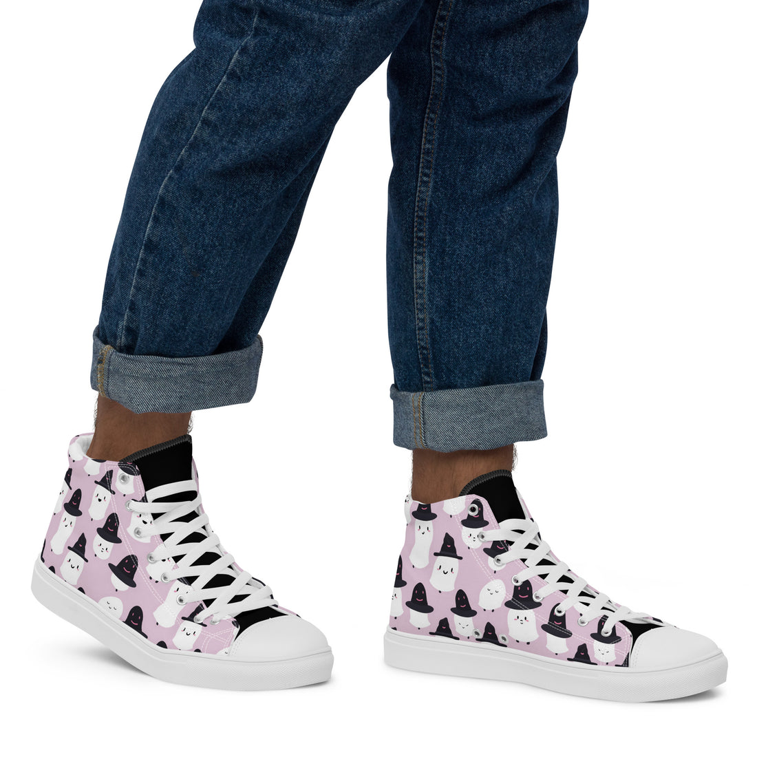 Men's Halloween Kawaii Ghost High Tops 328 - ShipSneakers.com