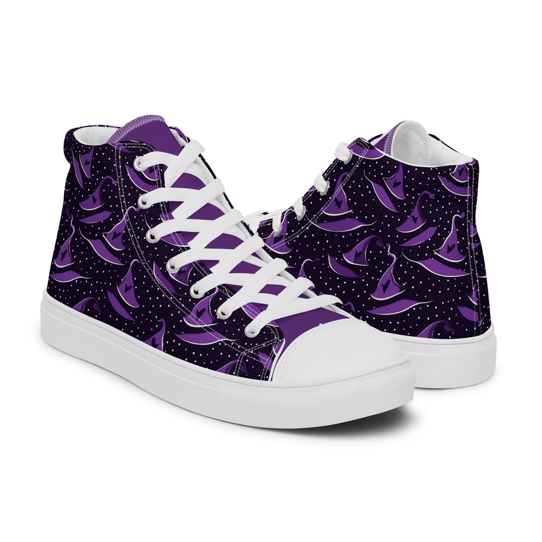 Men's Halloween Purple Witch Hat High Top Sneakers 329 - ShipSneakers.com