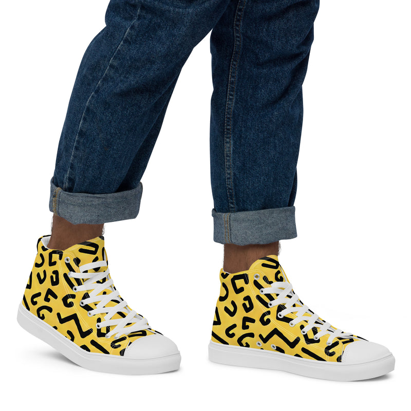 HA!LO Yellow Leopard #356 — Men’s Canvas High Top