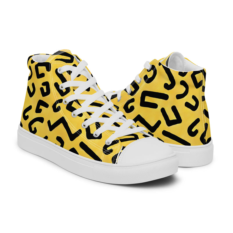 HA!LO Yellow Leopard #356 — Men’s Canvas High Top