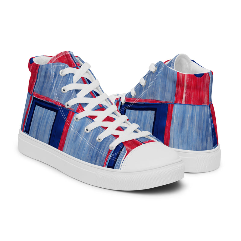 HA!LO Blue Patchwork #359 — Men's Canvas High Top