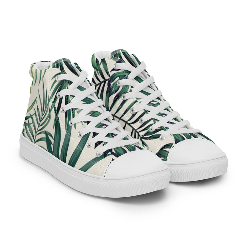 Palm Leaf High Top #12 - Front View | HA!LO Canvas Sneakers