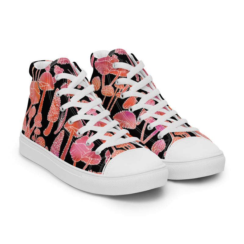 Coral Abstract High Top #17 - Front View | HA!LO Canvas Sneakers