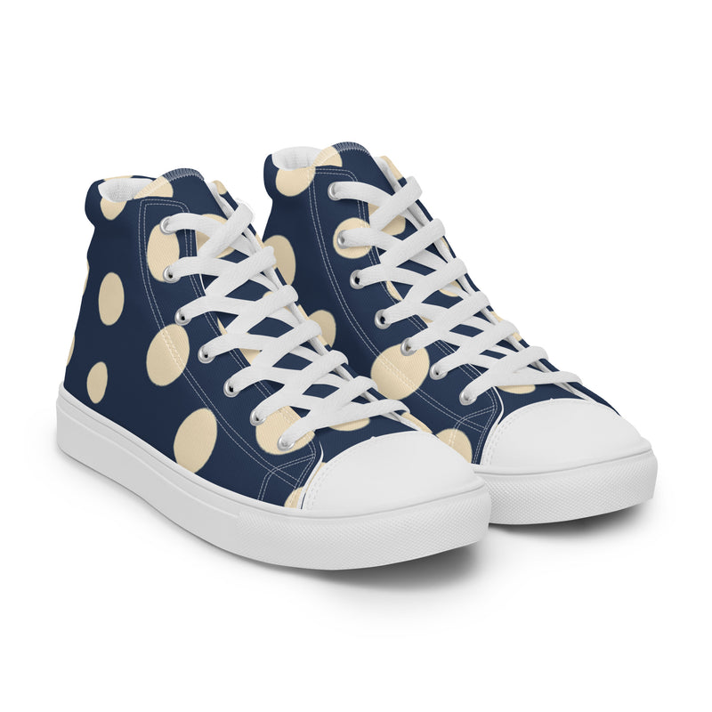 Navy Gold Dot High Top #19 - Front View | HA!LO Canvas Sneakers