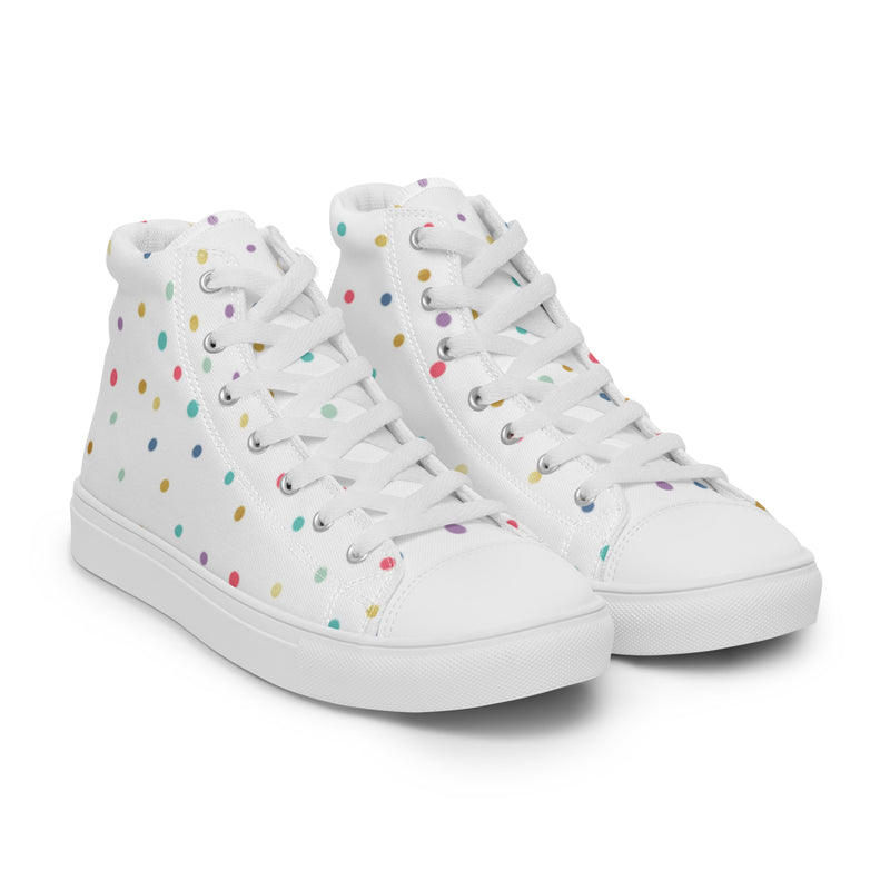 Rainbow Dot High Top #27 - Front View | HA!LO Canvas Sneakers