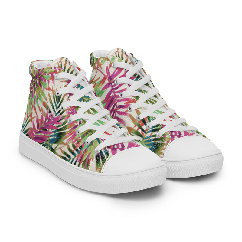 Tropical Leaf High Top #31 - Front View | HA!LO Canvas Sneakers
