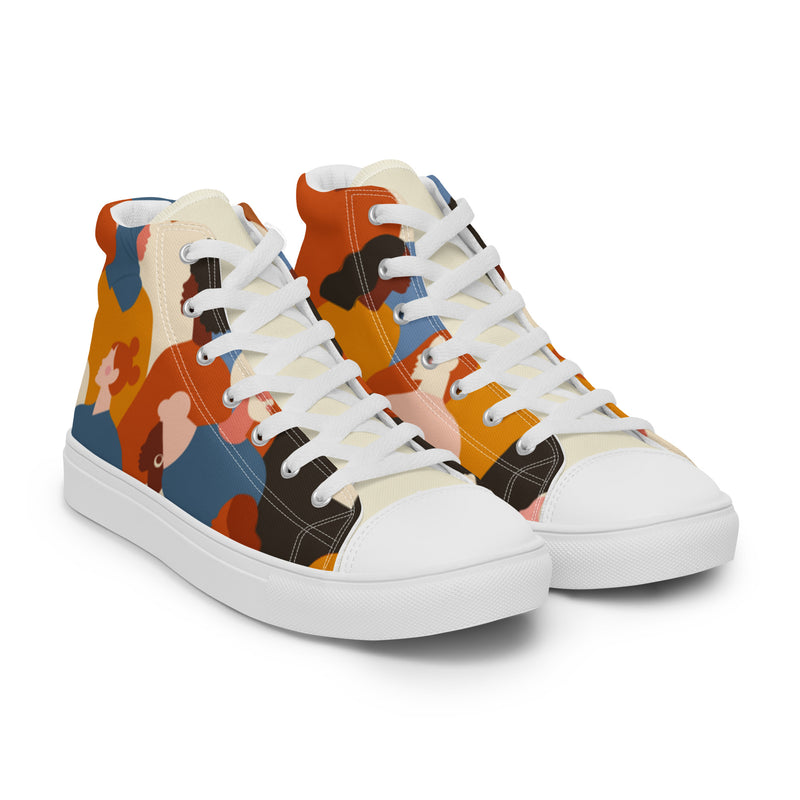 Abstract Faces High Top #32 - Front View | HA!LO Canvas Sneakers