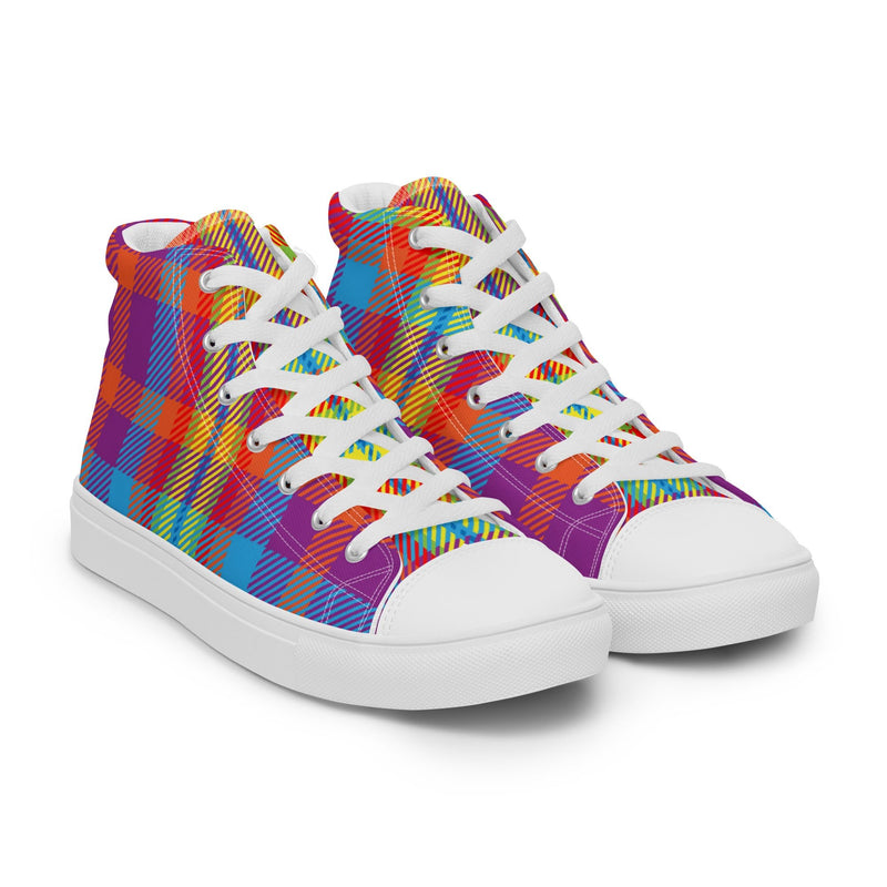 Vivid Plaid High Top #37 - Front View | HA!LO Canvas Sneakers