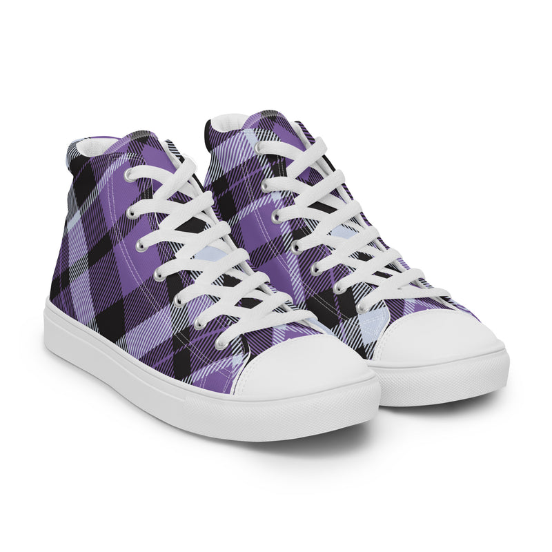 Purple Plaid High Top #41 - Top Down View | HA!LO Canvas Sneakers