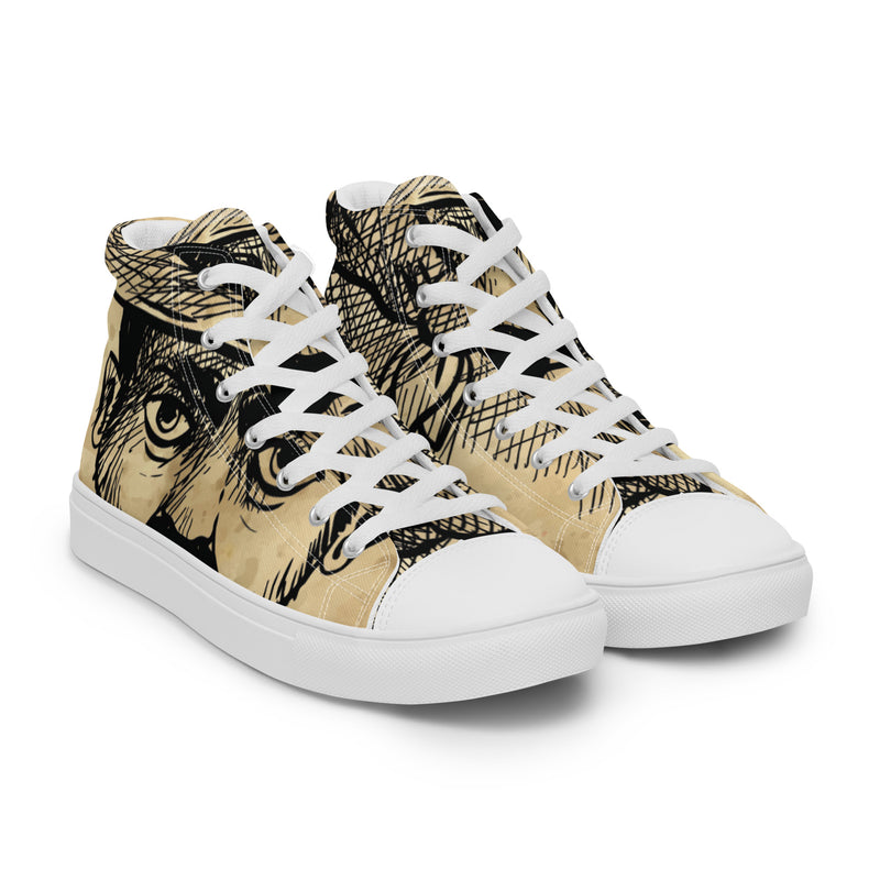 Owl Sketch High Top #48 - Front View | HA!LO Canvas Sneakers
