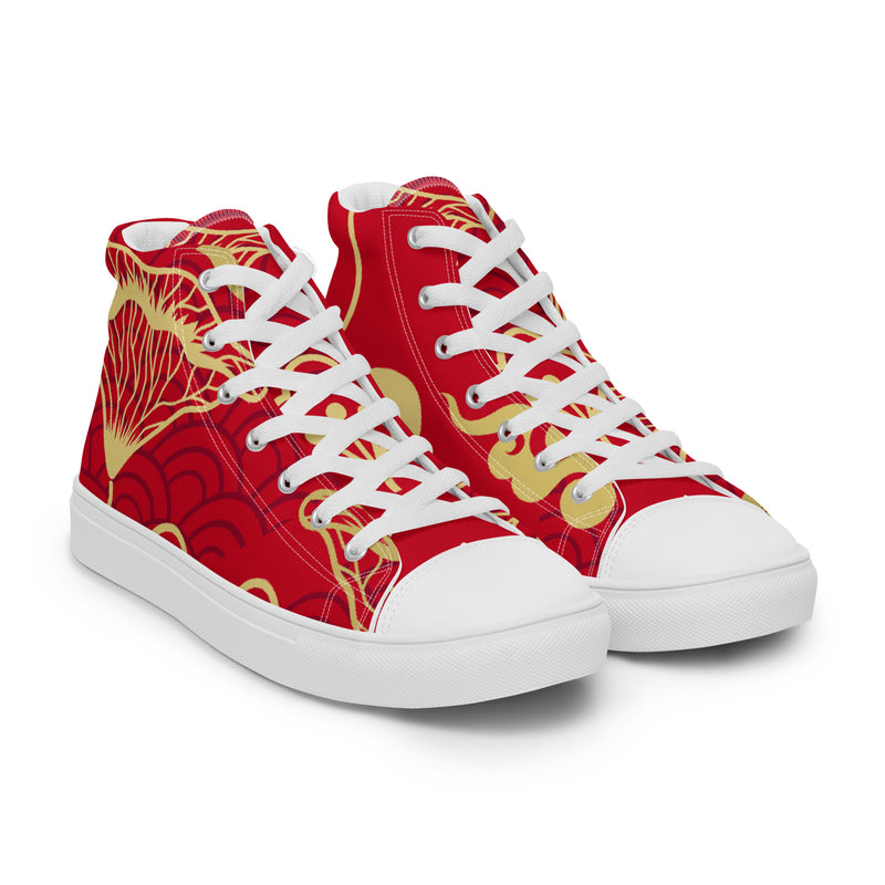 Red Poppy High Top #51 - Front View | HA!LO Canvas Sneakers