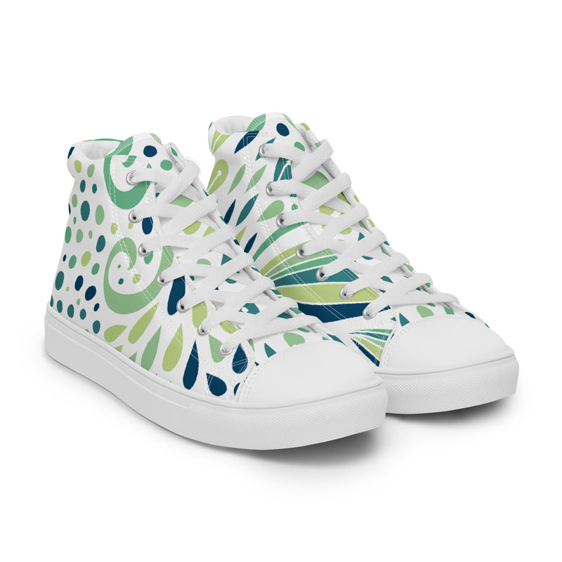 Green Swirl High Top #53 - Front View | HA!LO Canvas Sneakers