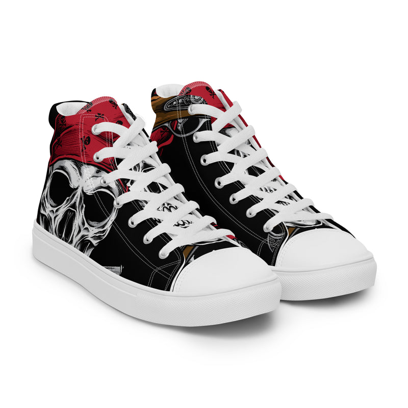 Red Skull High Top #160 - Front View | HA!LO Canvas Sneakers