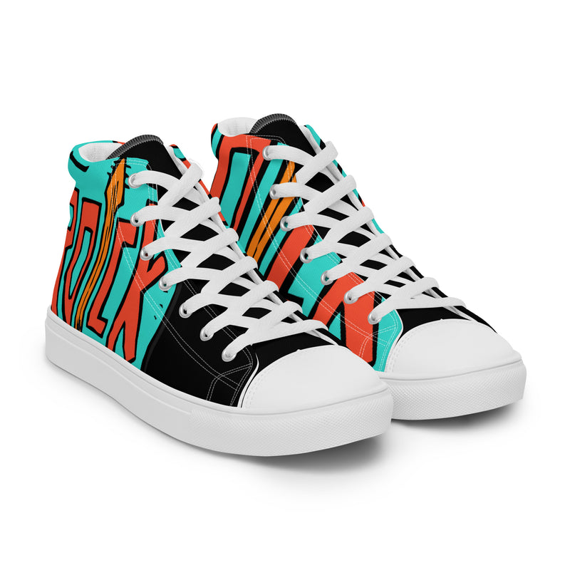 Rock Teal High Top #61 - Front View | HA!LO Canvas Sneakers