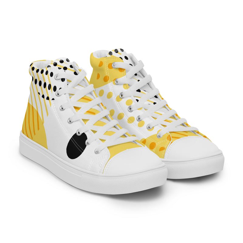 Yellow Pop High Top #62 - Front View | HA!LO Canvas Sneakers